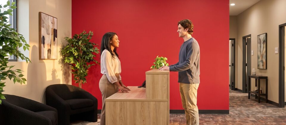 A warm welcome is the first step in our alcohol addiction treatment program our front desk team helps every client feel comfortable from the moment they walk in.