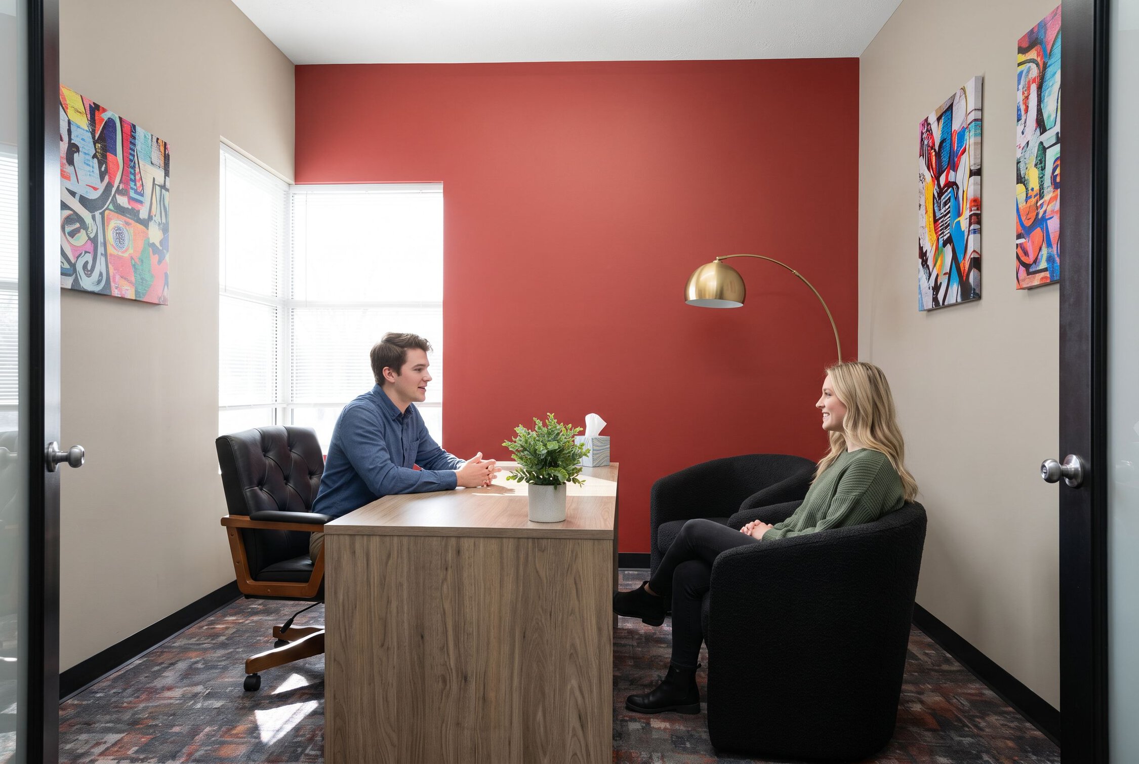 Inpatient drug rehab Indiana counseling office for client consultations